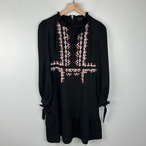 Ann Taylor Black Tie Wrist Embroidered Dress 2